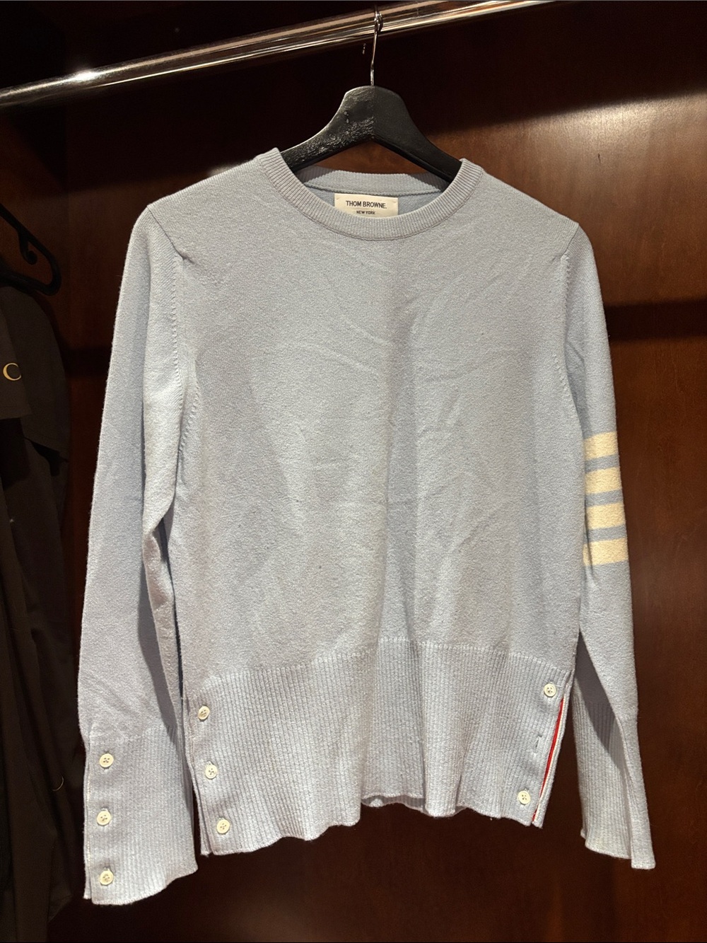 Thom Browne Light Blue Cashmere Crewneck Sweater